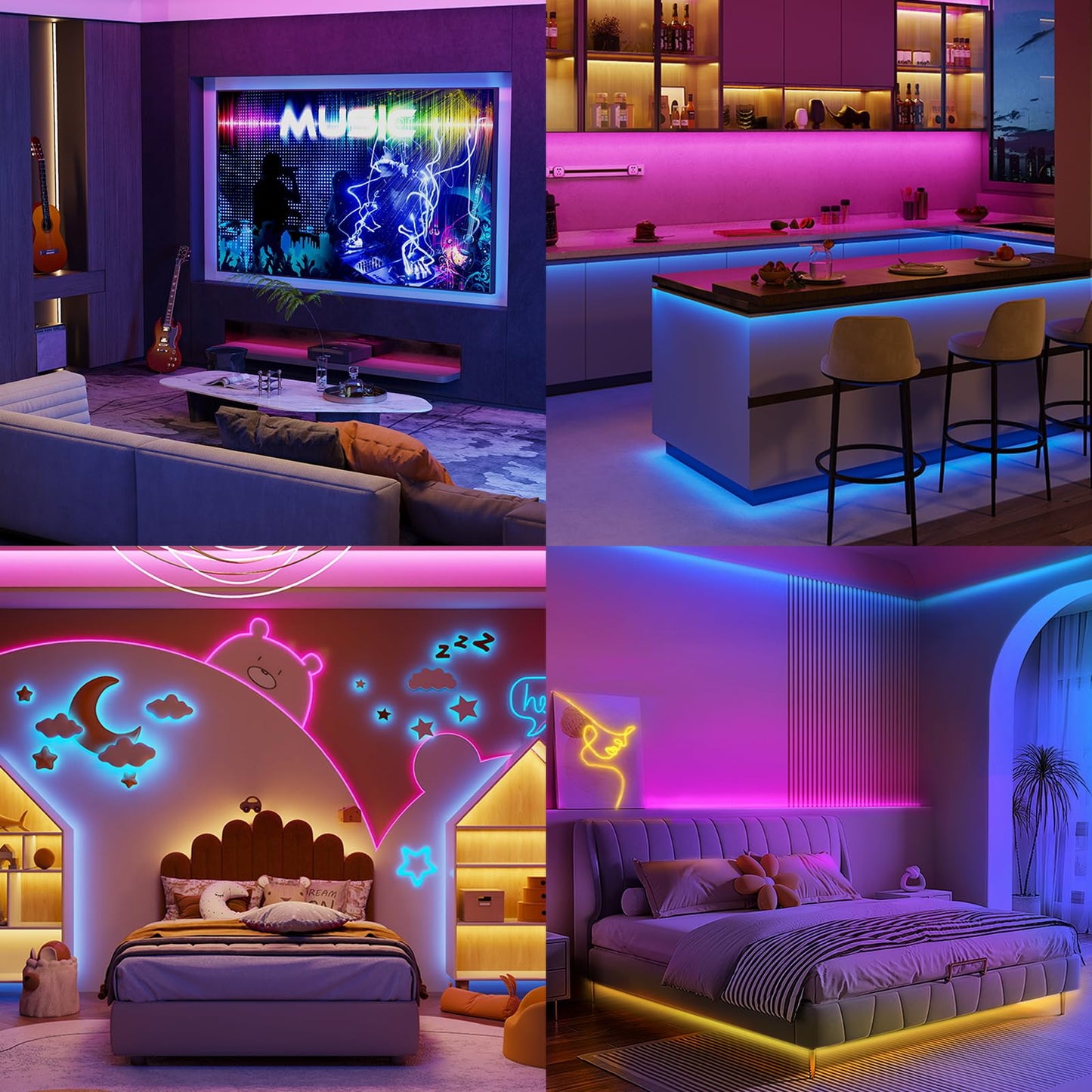 HOVVIDA LED Strip Light Lights 30M, 30 LEDs/Meter, 24V RGB LED Strip, 900 LEDs, 2x15M, APP and Remote Control, Music Mode, Timer Mode, LED for Bedroom, Living Room, Kitchen, Party