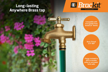 HOMEKIT Brass Hose End Tap – Outdoor Brass Tap, Allotment Taps, Outside Anywhere Taps for Convenient Water Access