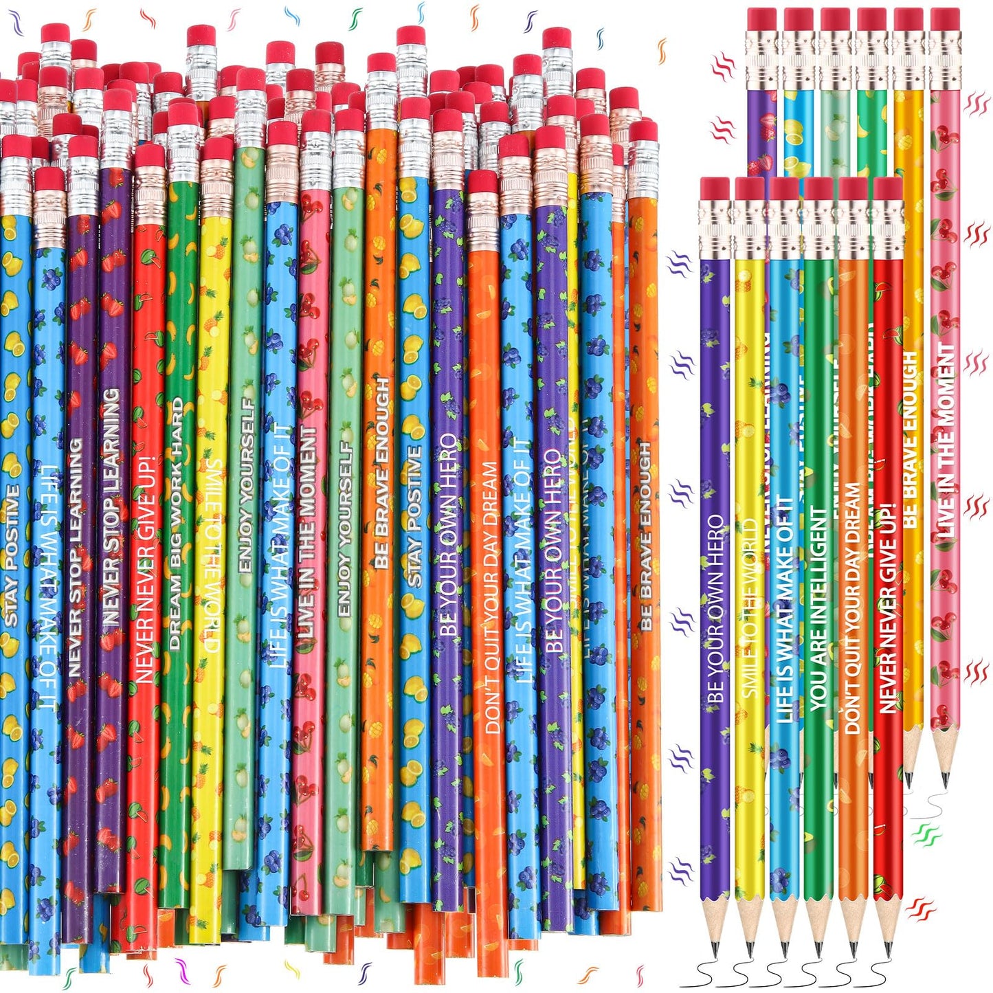 Gersoniel 120 Pcs Scented Pencils Bulk for Kids Inspirational Motivational Cute Fun Fruit Wood Smelly Graphite Pencils with Erasers for School Classroom Office Students Girls Boys Gifts Supplies