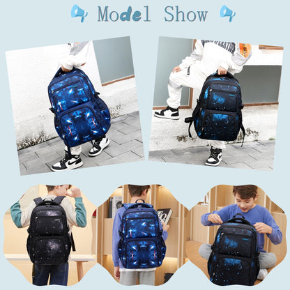 Galaxy-Print Backpack Rucksack for Boys Middle-School Elementary Bookbag