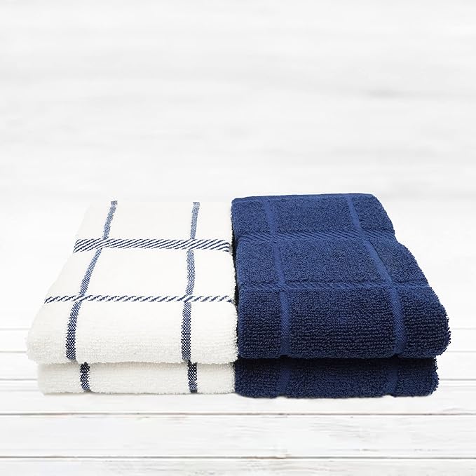 100% Cotton Terry Dish Towels, 4 pack16 x26 Inches, Super Soft and Absorbent