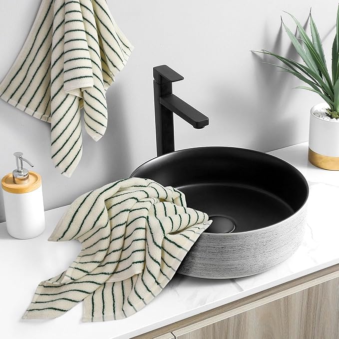 Jacquotha Green Striped Hand Towels