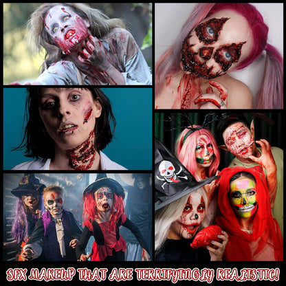 CHASPA Halloween Liquid Latex Special Effects SFX Makeup Kit for Fake Scar Wound Makeup - Scar Wax + 2 Btl Liquid Latex + 2 Btl Fake Blood + Spatula Tool + 2Pcs Stipple Sponge for Halloween Cosplay