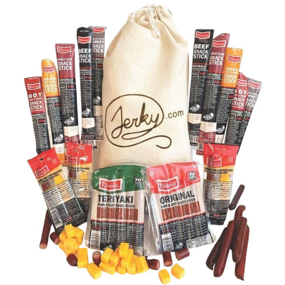 Jerky.com 26pc Meat Sticks Variety Pack | Healthy Snack for Adults | Low Sugar & High Protein | Gluten Free & Keto Meat Sticks | Pork, Turkey, Ham Beef Sticks & Cheese Sticks | Valentines Day Gifts for Him