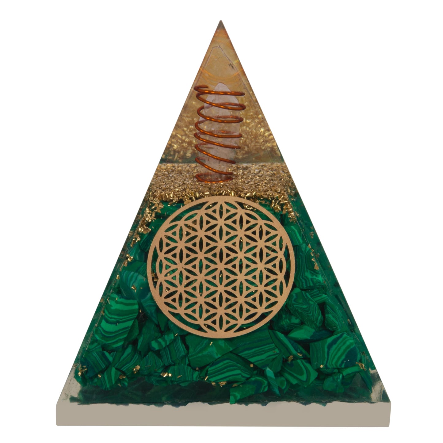 Agate Mart Malachite Orgonite Pyramids with Black Tourmaline Pendant - Healing Crystals for Success - Enhance Meditation with Orgonite Energy