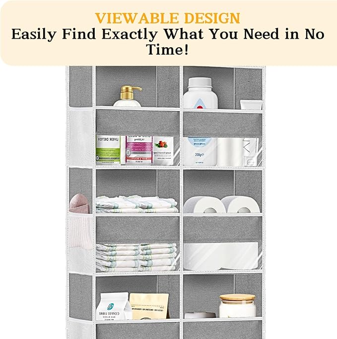 2 Pack Over The Door Organizer 5 Tiers, Extra Large Behind Door Storage of 10