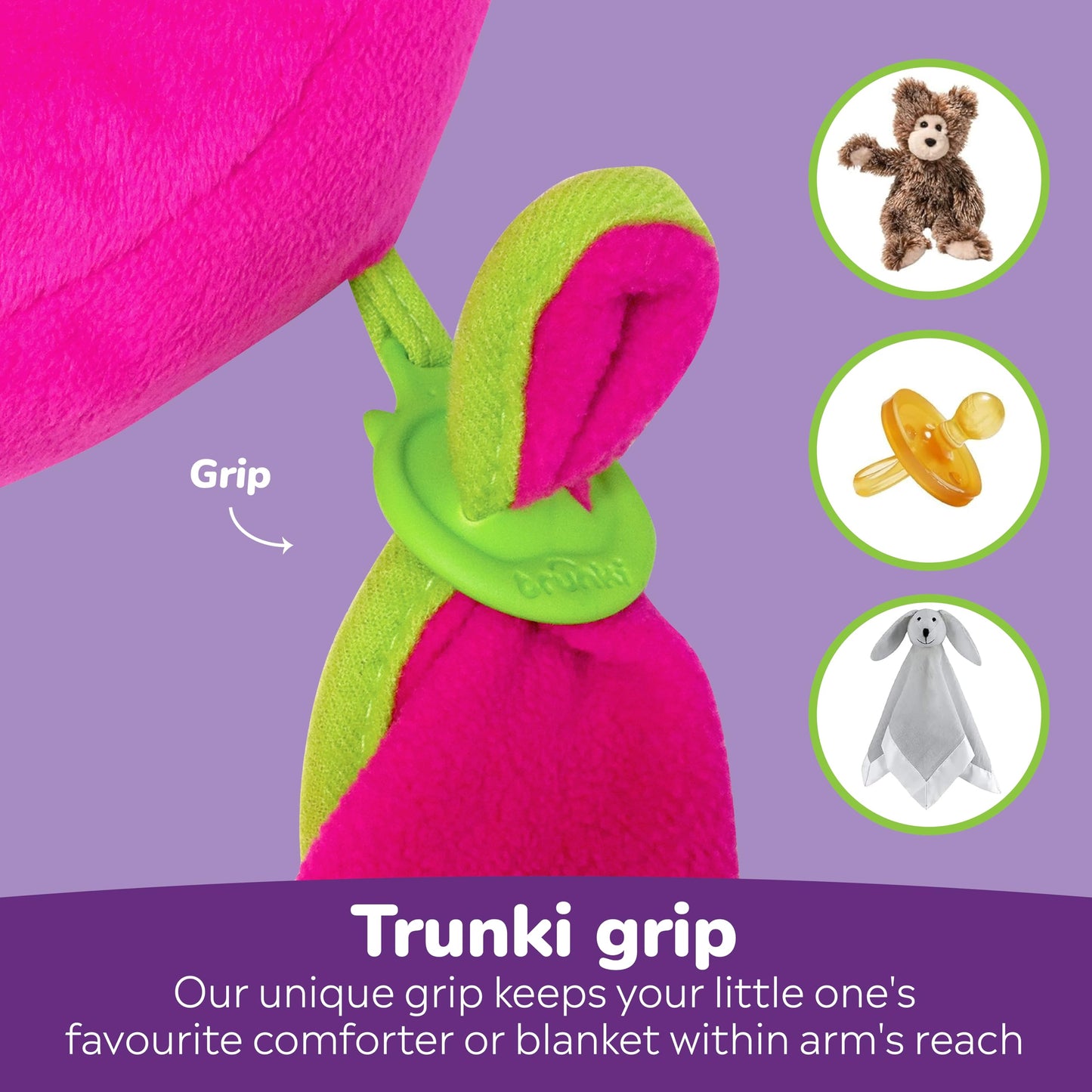 Trunki Kid's Travel Neck Pillow And Chin Rest | Support Sleepy Heads in the Car Seat, Plane, Bike or Pram | Yondi SMALL Betsy (Pink)