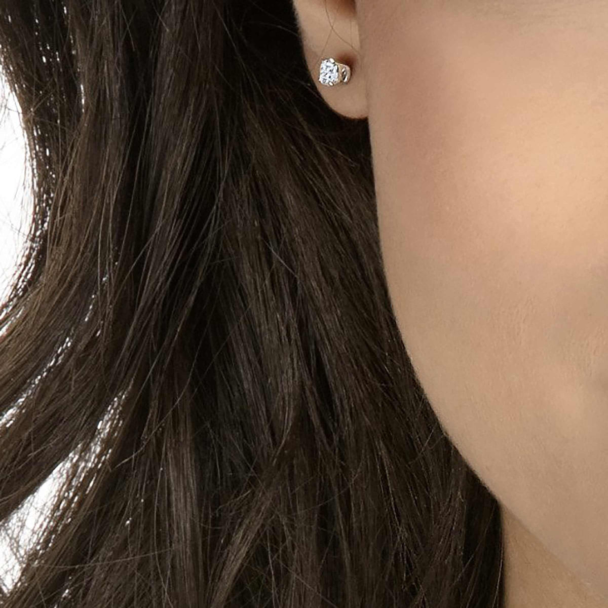 SWAROVSKI Attract Pierced Stud Earrings, Round-Cut Clear Crystals on Rhodium Finish Setting, Part of the Swarovski Attract Collection