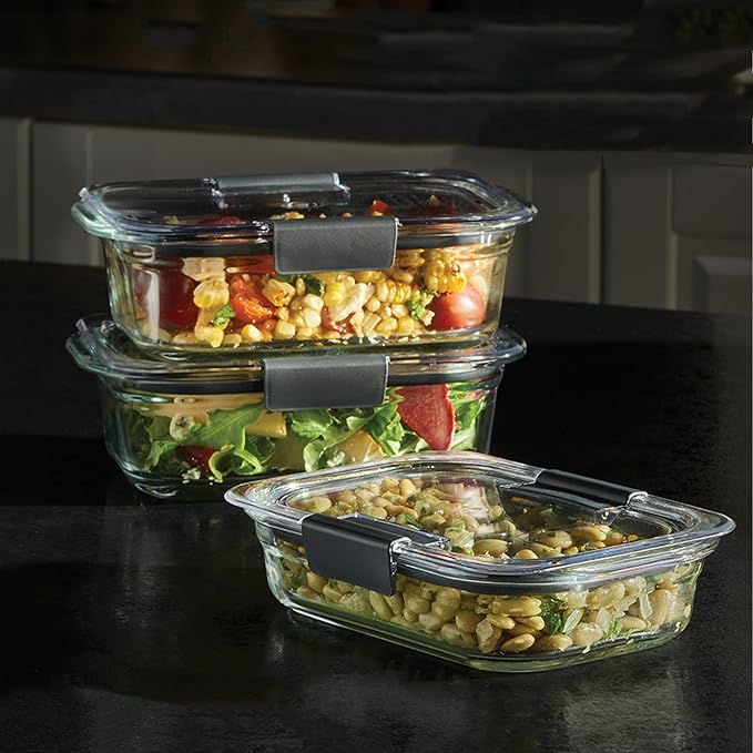 Rubbermaid Brilliance Glass Food Storage Containers, Leak-Proof