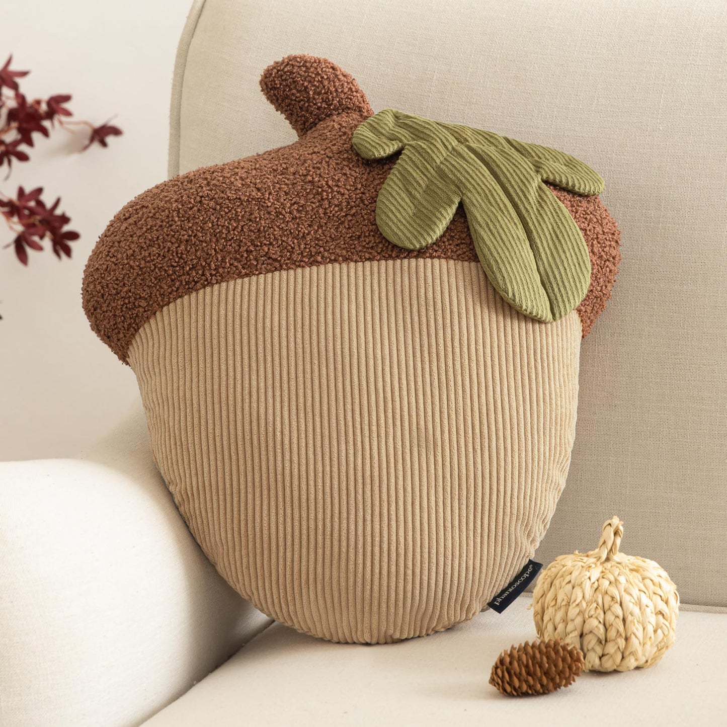 Phantoscope Papaya Shaped Throw Pillow, Fruit Themed Cushion for Couch, Bed and Chair, Pink, 10 x 15 inches