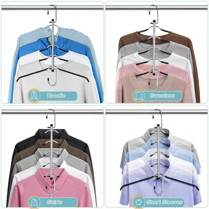 Clothes Hangers Space Saving Shirt Hangers, Lomrsiul Non Slip PVC Coating Multi Blouse Hangers Shirt Organizer for Closet Organizers and Storage for T Shirt Sweater Hoodie Coat Dress Black 2 Pack