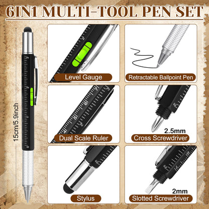 Vicenpal 20 Set Fathers Day Multi Tool Gifts 6 in 1 Multi Tool Pen Credit Card Screwdriver Pen Gadget with Cards Appreciation Gifts for Adult Men Dad Husband Male Coworker