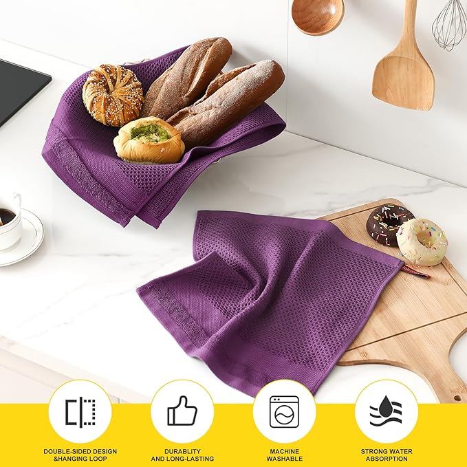 Homaxy Kitchen Towels and Dishcloths Set, 12 x 12 and 13 x 28 Inches, Super