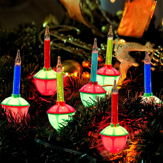 Multicolor Christmas Bubble Lights, 11Ft Vintage Outdoor Christmas String Lights with 8 Multicolor Bubble Lights, Vintage Christmas Decorations for Christmas Tree Mantel Windows House Holiday Decor