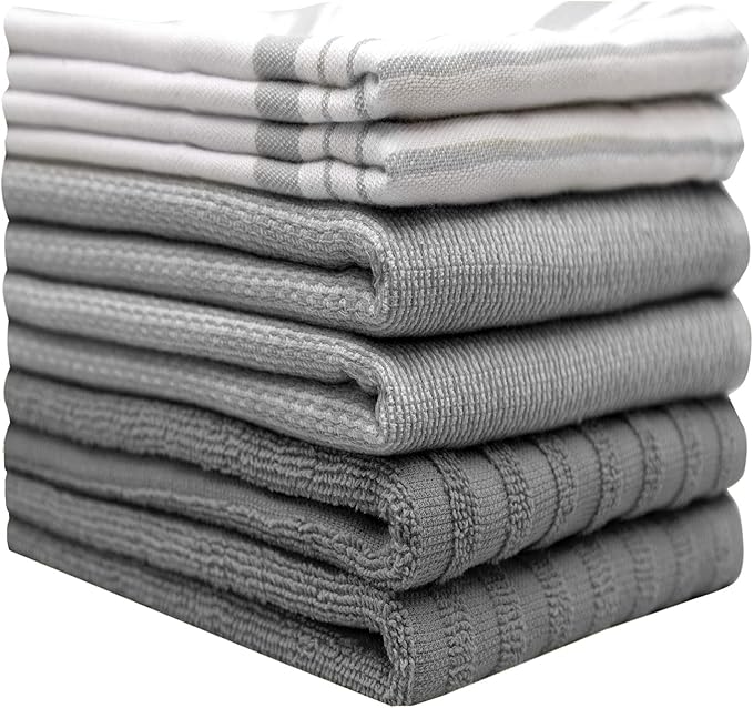Premium Kitchen Towels | Large Cotton Dish Towels | Flat & Terry Highly