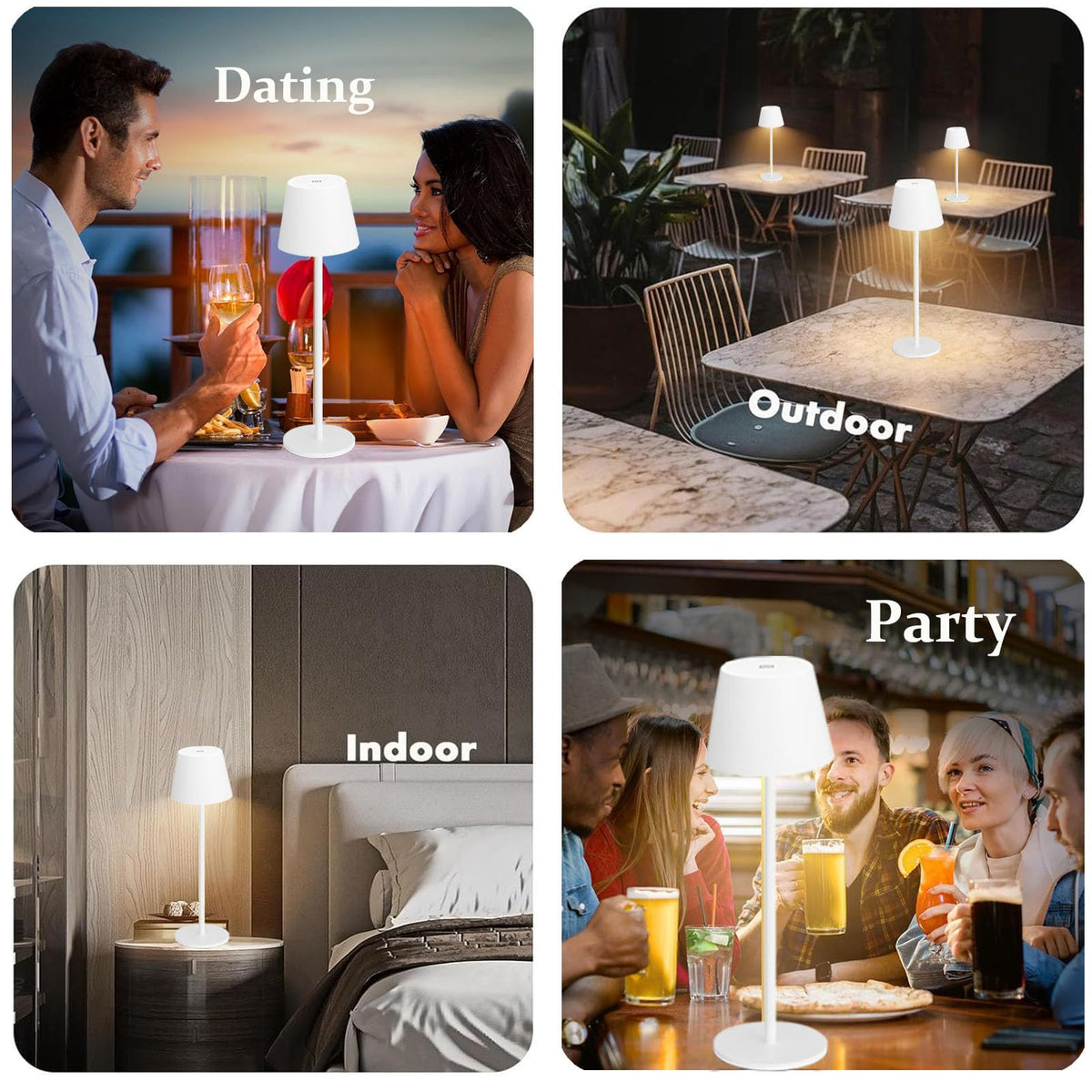 2 Packs Cordless Table Lamp, Portable LED Wireless Desk Lamp with 3 Modes Light Dimming, Adjustable Height Table Lamp, Rechargeable Waterproof Touch Lamp for Christmas Birthday Gift (2 packs-Black)