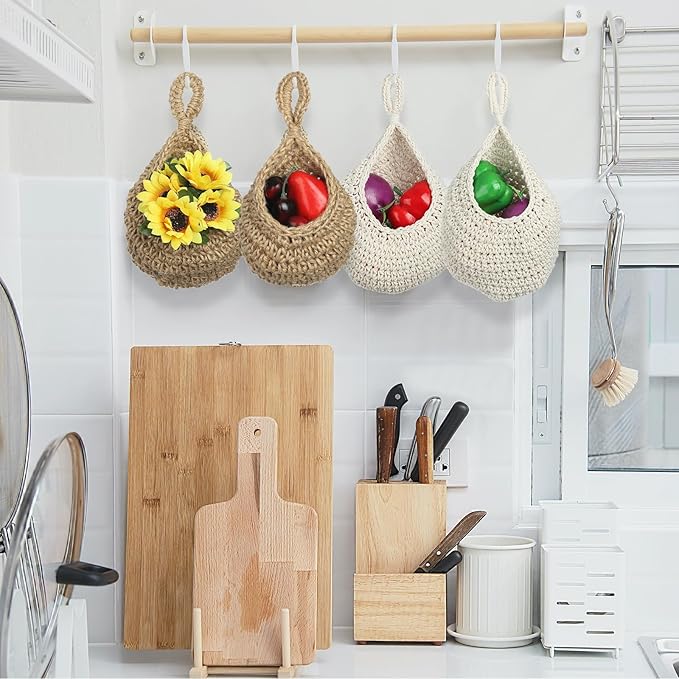 PATIKIL Hanging Fruit Baskets for Kitchen, Large Size Teardrop Home Decor