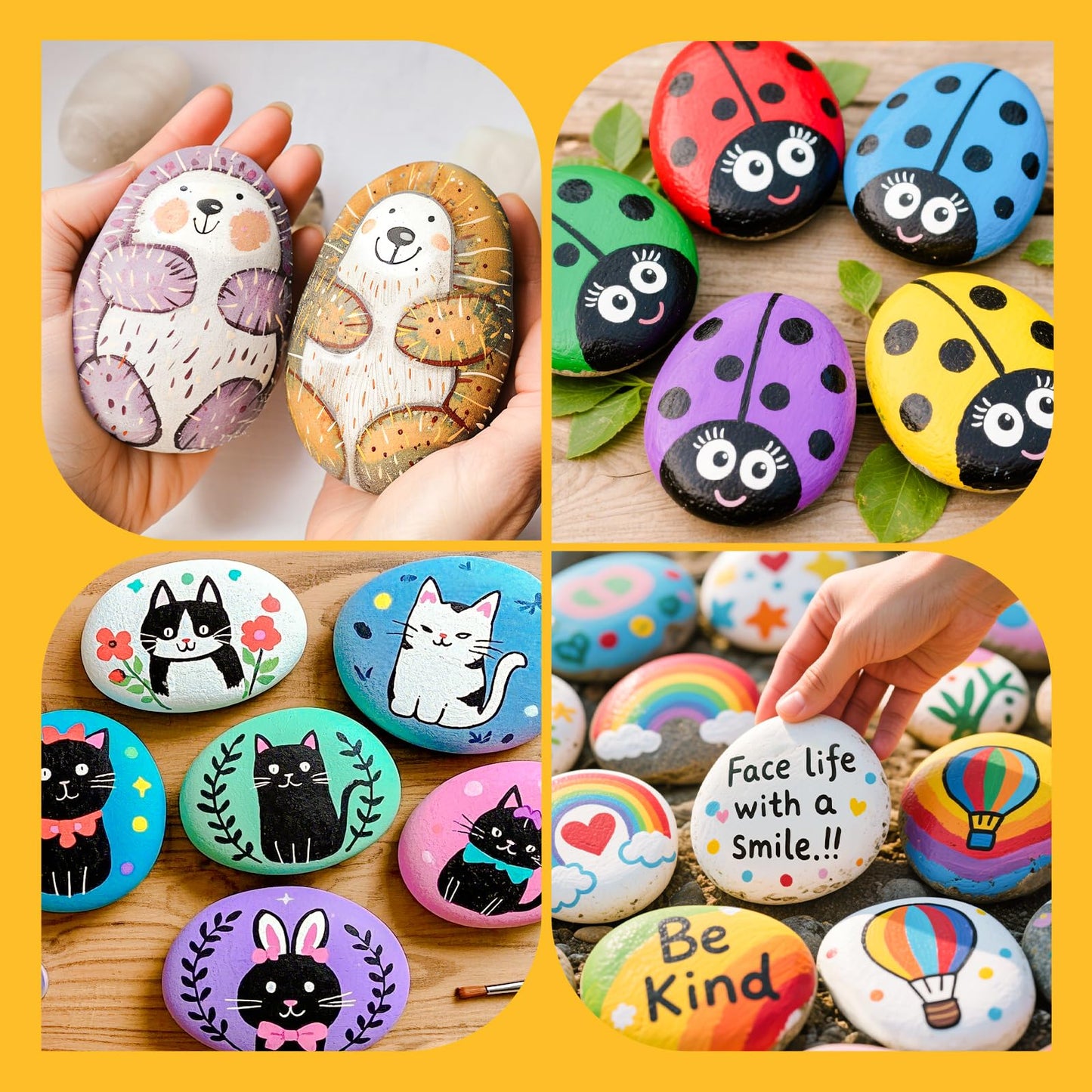 Simetufy 30 Pcs Extra Large 4-5 Inch Rocks for Painting, Flat Smooth River Stones for Art, Mandala, Natural Rocks to Paint for Kindness Stones Kids Craft