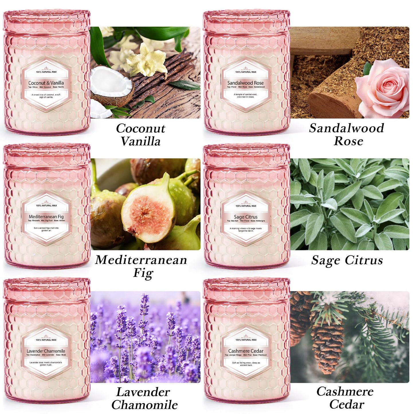 6 Pack Soy Wax Candles Sets, Scented Candles Gifts Sets for Women Birthday Christmas, 5.5 Oz Each Natural Aromatherapy Candles for Home, Spa, Relaxation & Home Decoration