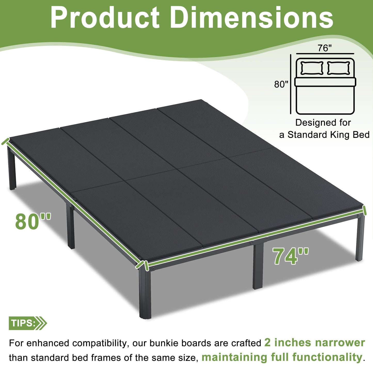 Yicensen Bunkie Board King, High Density King Size Bunkie Board, Bed Support, Moisture-Resistant, Anti-Slip, Breathable