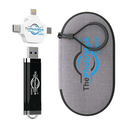 ThePhotoStick Omni 128GB - Secure Photo & Video Backup | ThePhotoStick Omni Protective Case - Water Resistant & Shockproof USB Storage