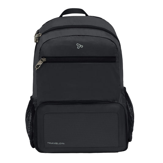 Travelon Anti-theft Packable Backpack Backpack, Black, Open 10.5 x 17 x 6 Packed 10.5 x 6 x 1, Anti-theft Packable Backpack