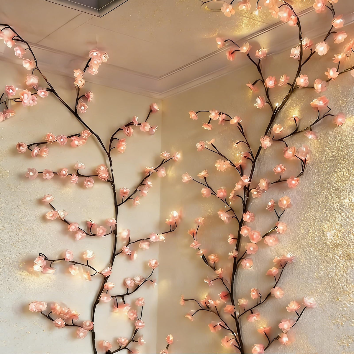 Cherry Tree Branch Lights USB Powered Blossom Branch Decoration Night Lights for Wall,Cherry Enchanted Willow Vine Lights for Bedroom Wall Doors Windows Wedding Christmas Holiday (42 inch (48 Lamps))