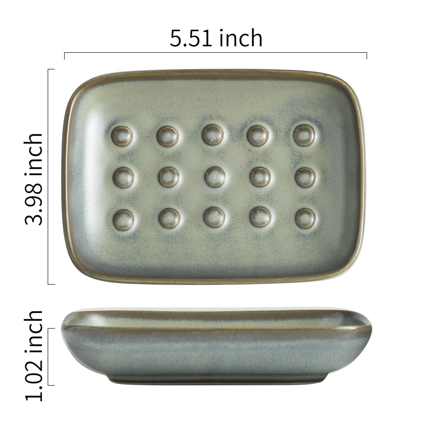 Miamolo Ceramic Soap Dish for Shower, Non-Slip Bar Soap Saver Tray Bar for Bathroom Kitchen Sink Bathtub, Easy to Clean, Dishwasher Safe, Raised Pattern - Keep Soap Dry, Dark Green
