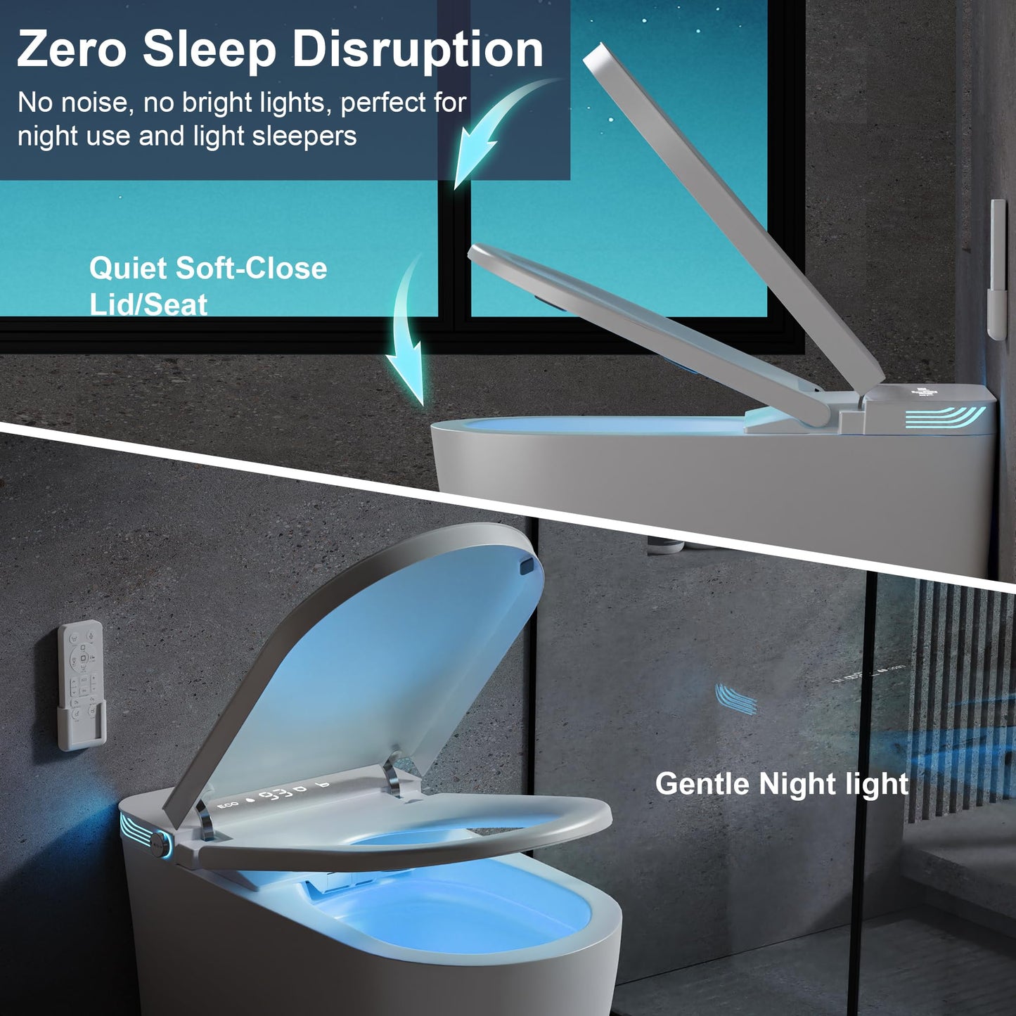 Smart Toilet with Bidet Built in, One Piece Bidet Toilet with Auto Dual Flush, Soft-Close Seat & Lid, Electric Tankless Toilet with Elongated Heated Seat, Foot Sensor, Warm Water & Dryer, LED Display