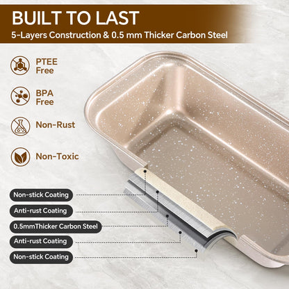 FLAREFX 11 Piece Baking Set | Nonstick & Non Toxic Bakeware Sets Baking Pans Set | Carbon Steel Baking Supplies Include Notebook, Cookie Sheets, Roasting Pan, Muffin Pan, Cake Pan, Pizza Pan, Loaf Pan