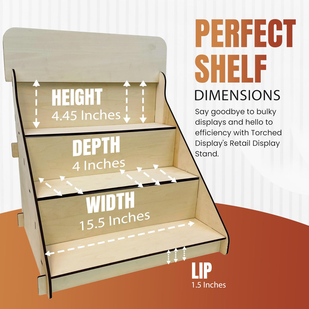 Torched Wooden Portable Retail Table Display Stand Countertop 3 Step Riser Craft Shows, Farmers Markets Tradeshows… (Natural)