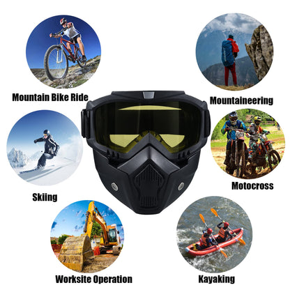 Paintball Mask Anti Fog, Full Face Tactical Mask Goggles Detachable for Motorcycle Cycling Skiing Halloween CS Game Cosplay (Yellow)