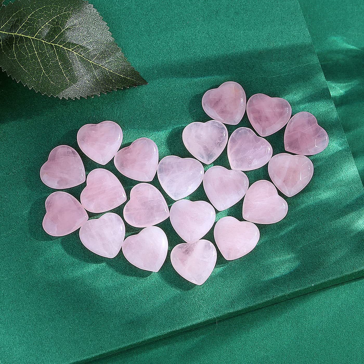 20 PCS Rose Quartz Heart Crystals Stones Sets Wands Bulk Natural Pocket Amethyst Crystal Rose Quartz Assorted Pointed Reiki Gemstones Polished Energy Meditation Chakra Christmas Gift Stocking Stuffers