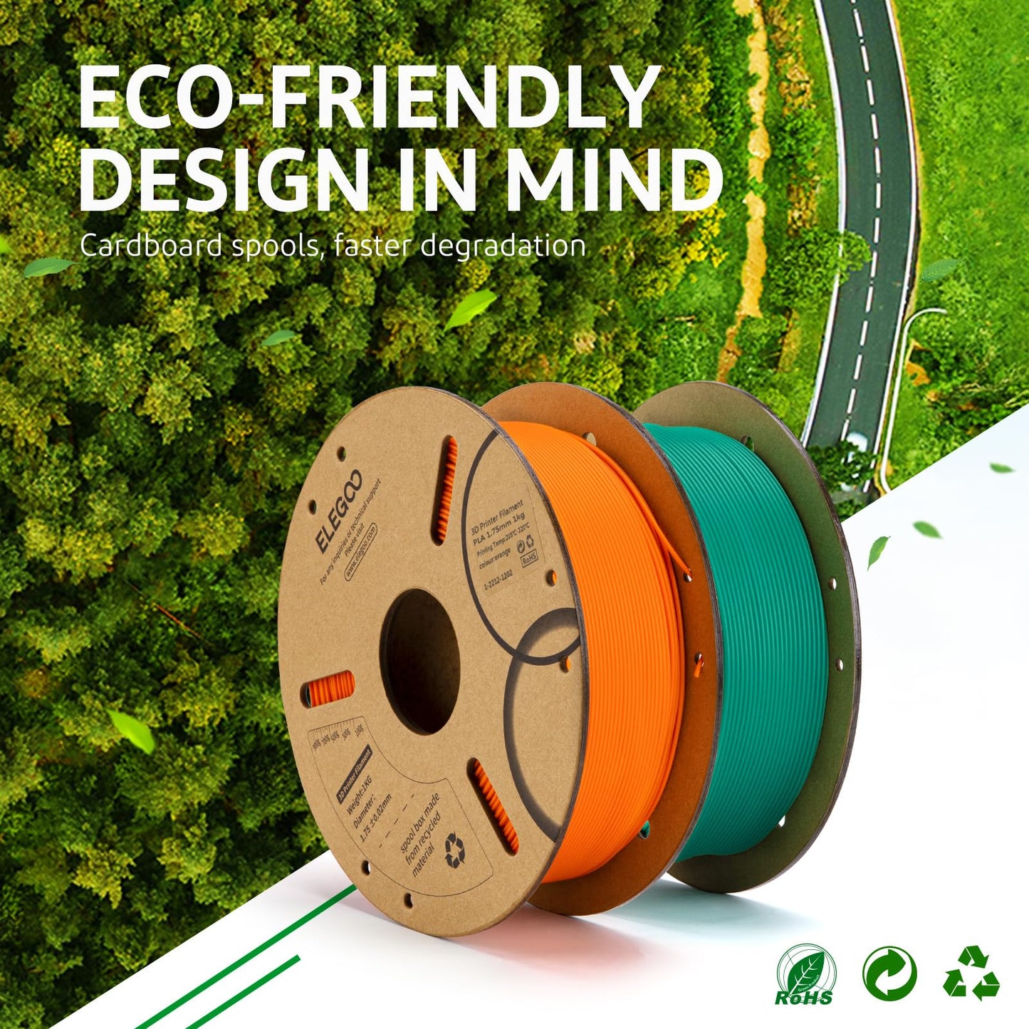 ELEGOO PLA+ Filament 1.75mm White 1KG, PLA Plus Tougher and Stronger 3D Printer Filament, Dimensional Accuracy +/- 0.02mm, 1kg Cardboard Spool(2.2lbs) Fits for Most FDM 3D Printers