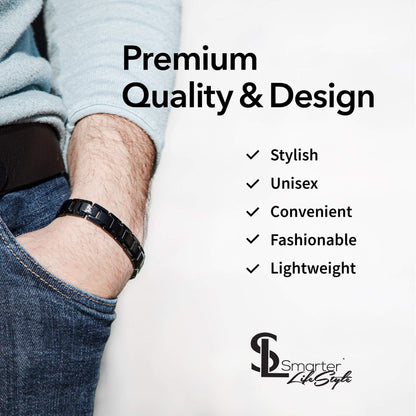Smarter LifeStyle Elegant Titanium Magnetic Bracelet (Black)
