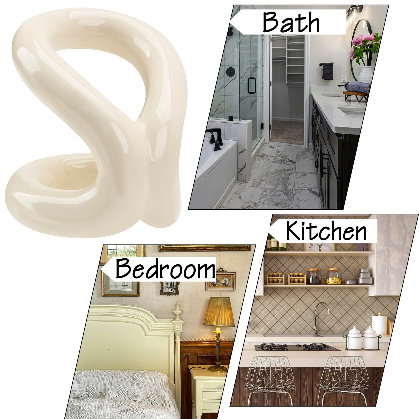 DODAMOUR Toothbrush Holder, Knot-Shaped Minimalist Toothbrush Storage, Ceramic Stylish Toothbrush Organizer, Decorative Stand for Bathroom Sink and Countertop (White)