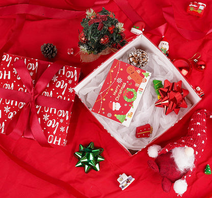 Jaywayang 5 Pack Red Christmas Gift Boxes with Lids, Ribbons and Tissue Papers Square Gift Boxes - 7.1 Inch - Presents Wrapping Christmas Gift Holiday New Year Party Favor Boxes.