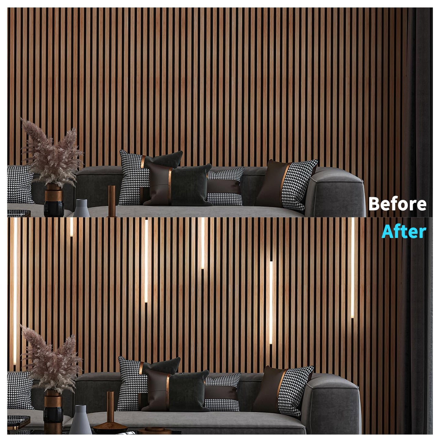 Art3d LED Recessed Lighting Kit - 6pcs Self-adhesive White LED Light with Smart Switch, 3000k Touching Switch Light for Wood Slat Wall Panels, Headboards, Stairs, Home decor, Under Cabinet Strip Light