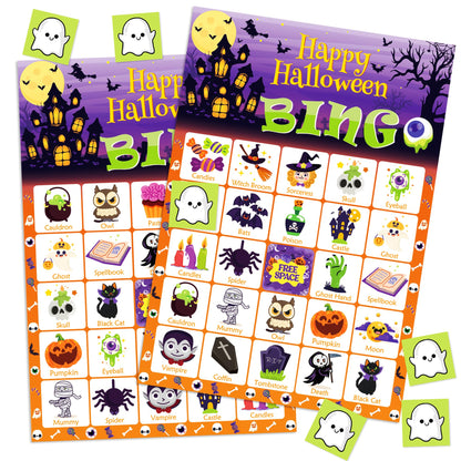 OHOME Halloween Games - Halloween Bingo for Kids | Halloween Party Favors - 24 Players Halloween Toys Gifts Party Supplies | Halloween Crafts Accessories Treats Activities for Family