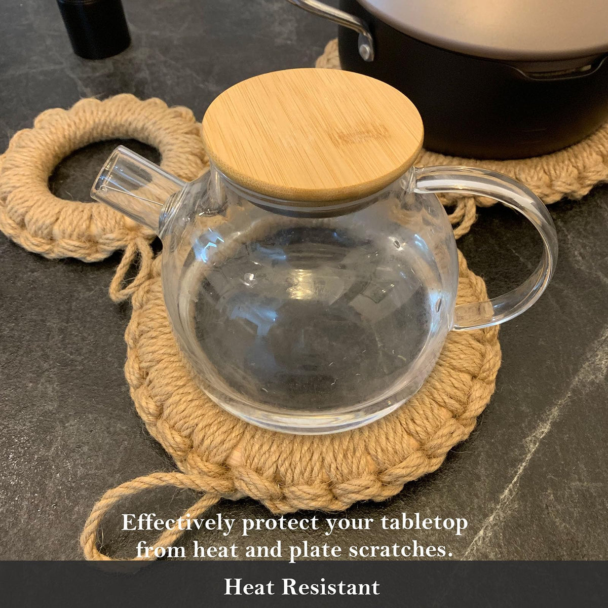 Trivets for Hot Dishes Round Jute Woven Trivet Set 3, Handwoven Trivet Mat for Duch Oven, Hot Pots, Pans, Teapot and Tabletop