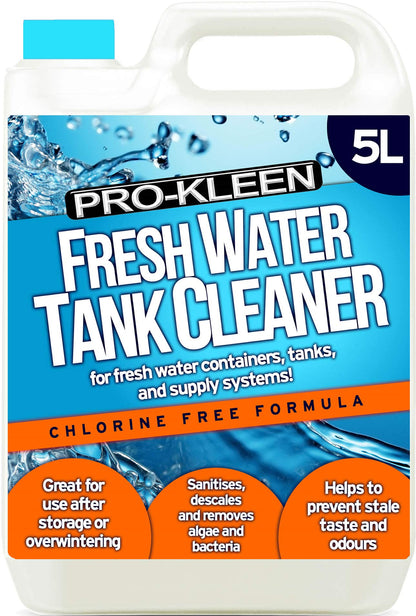 Pro-Kleen Fresh Water Tank Cleaner (5 Litres) - Sanitises, Descales, Removes Algae & Bacteria - Prevents Stale Taste & Odours