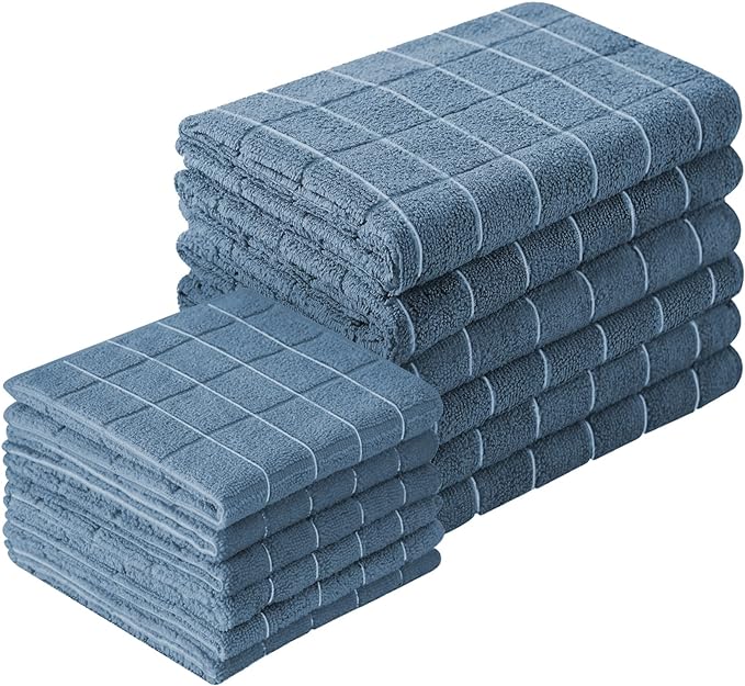 Microfiber Kitchen Towels and Dishcloths Set, 26 X 18 Inch and 12 X 12 Inch