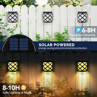 Solpex Solar Fence Lights, 8 Pack Waterproof Deck & Wall Lights - 6 LED Decorative Outdoor for Deck, Patio, Stairs, Yard, Path & Driveway (Warm White)