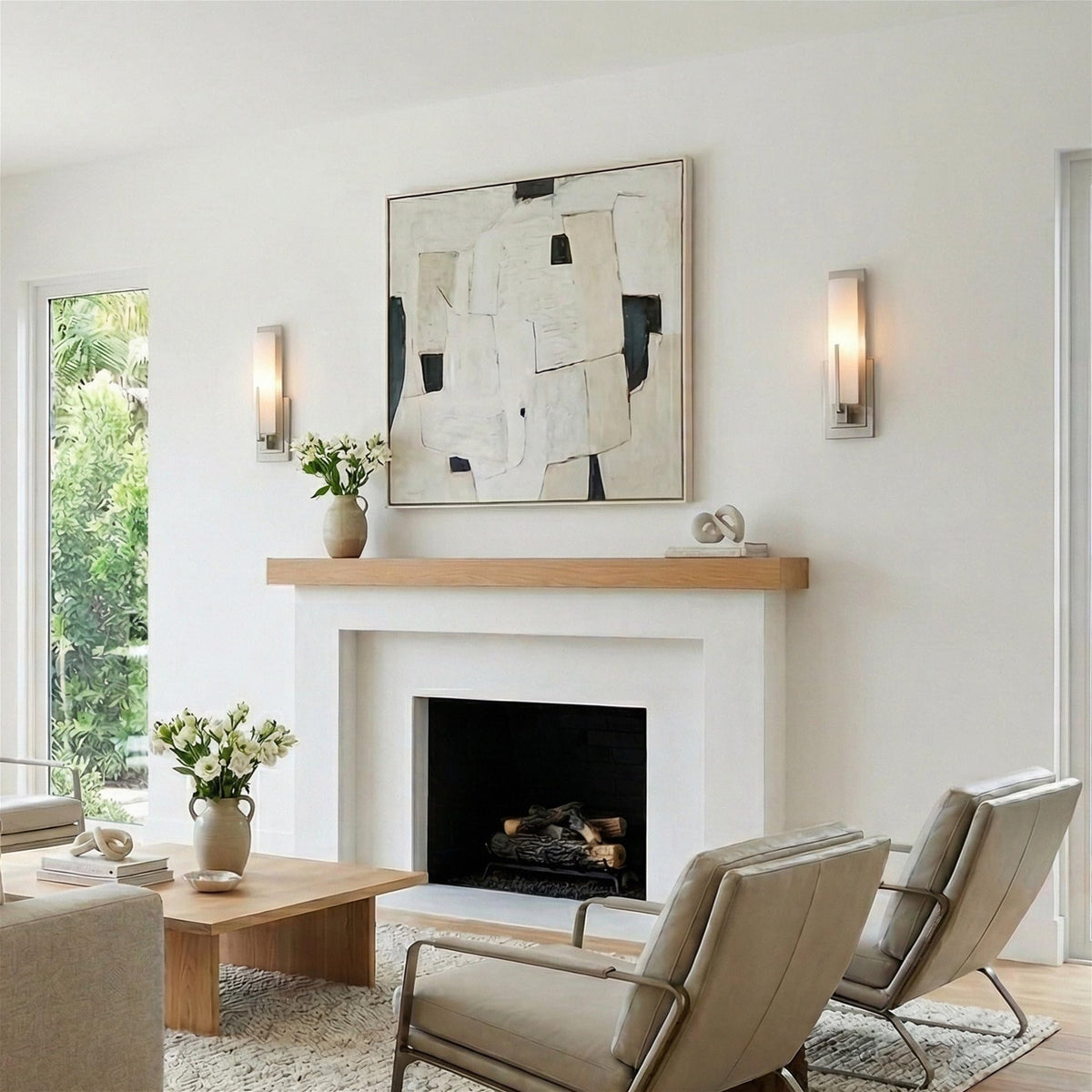 Kira Home Faro 15" Tall Modern Wall Sconce with Frosted Cylinder Glass Shade, Linear Saber Silver Wall Light, Brushed Nickel Finish
