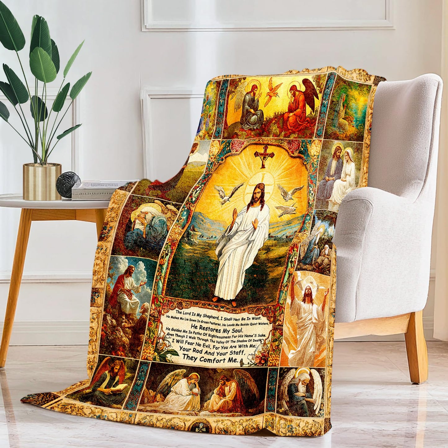 Christian Jesus Blanket Christian Prayer & Scripture Throw Blanket - Inspirational Bible Verses, Ultra-Soft Lightweight Flannel (60"X50") for Adults & Kids - Uplifting Faith Gift