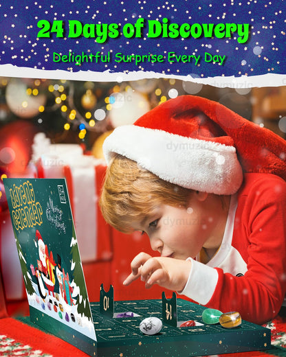Crystal Advent Calendar 2025, 24 Kinds of Crystals and Geographic Gemstone Rock Advent Calendar 2025 Adult, Kids, Boys, Girls, Teen Girls, Women Healing Crystal Christmas Advent Calendar