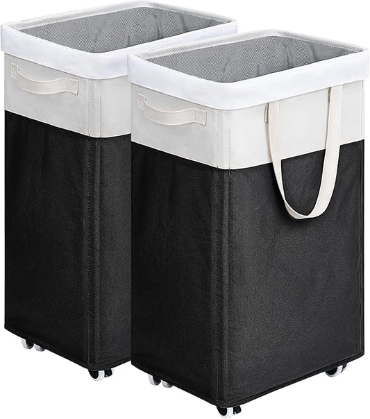Goodpick Hamper with Wheels 75L 2-Pack, Tall Laundry Basket with Removable Wash