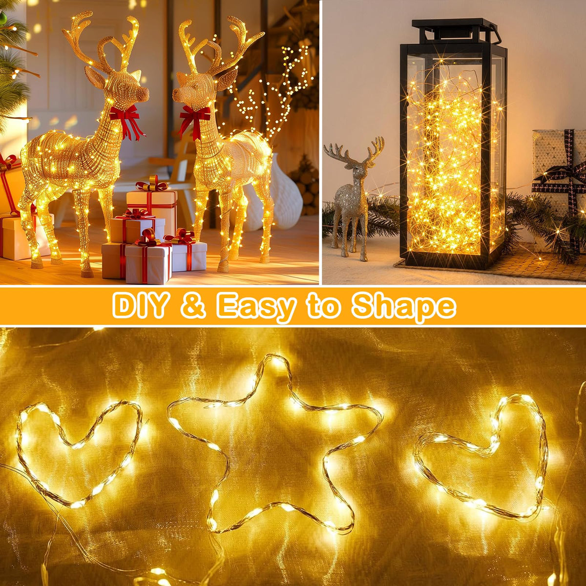 Decute 164FT 500LED Christmas Fairy String Lights Dimmable with Remote Control Copper Wire Starry Lights with UL Cerficated Decorative for Party Wedding Bedroom Christmas Tree Warm White