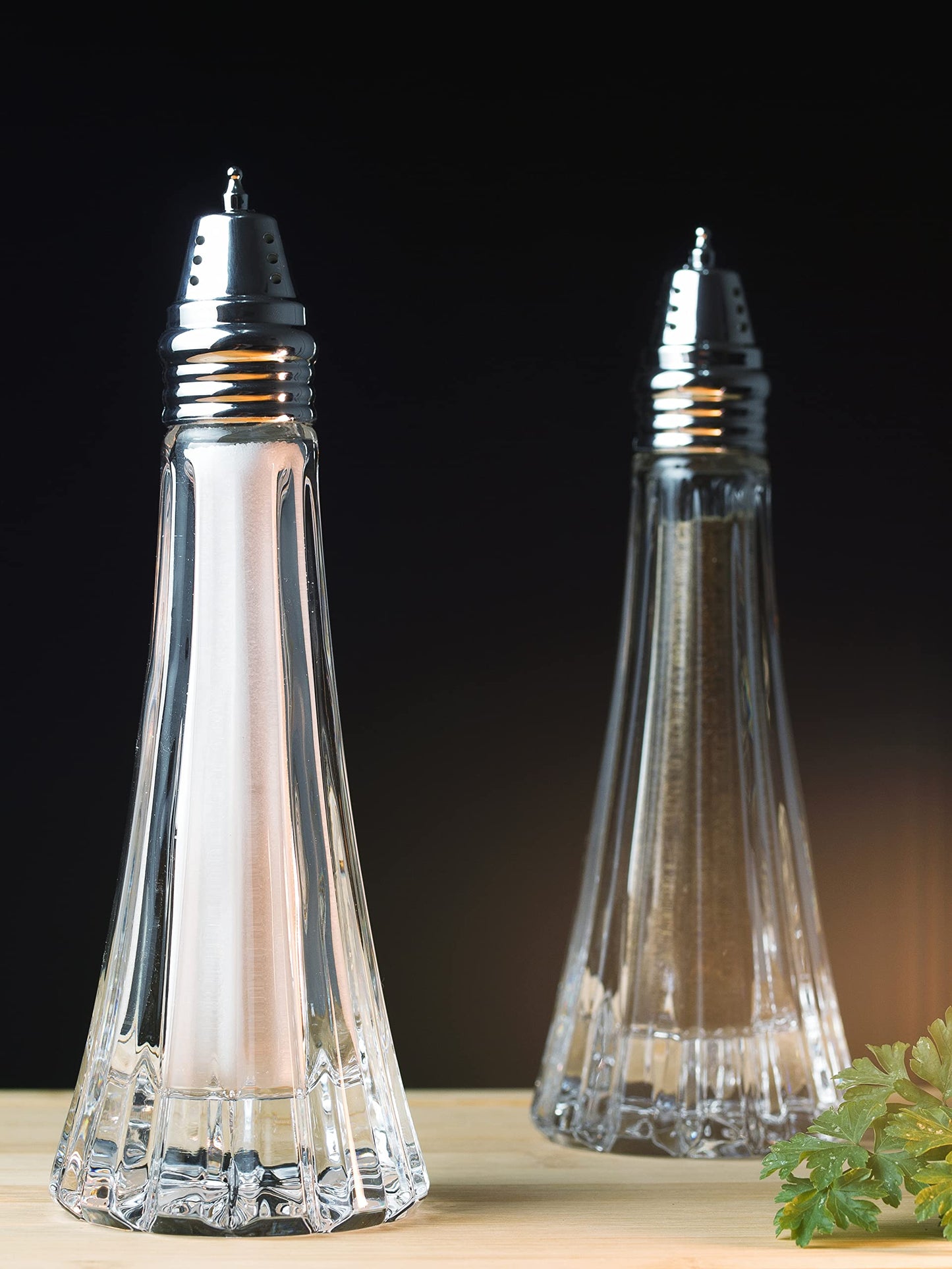 Salt and Pepper Shaker Set - Spice Dispenser Set - Cut Crystal - Large Beautiful Shakers - 7.5" H - Made in Europe - by Barski
