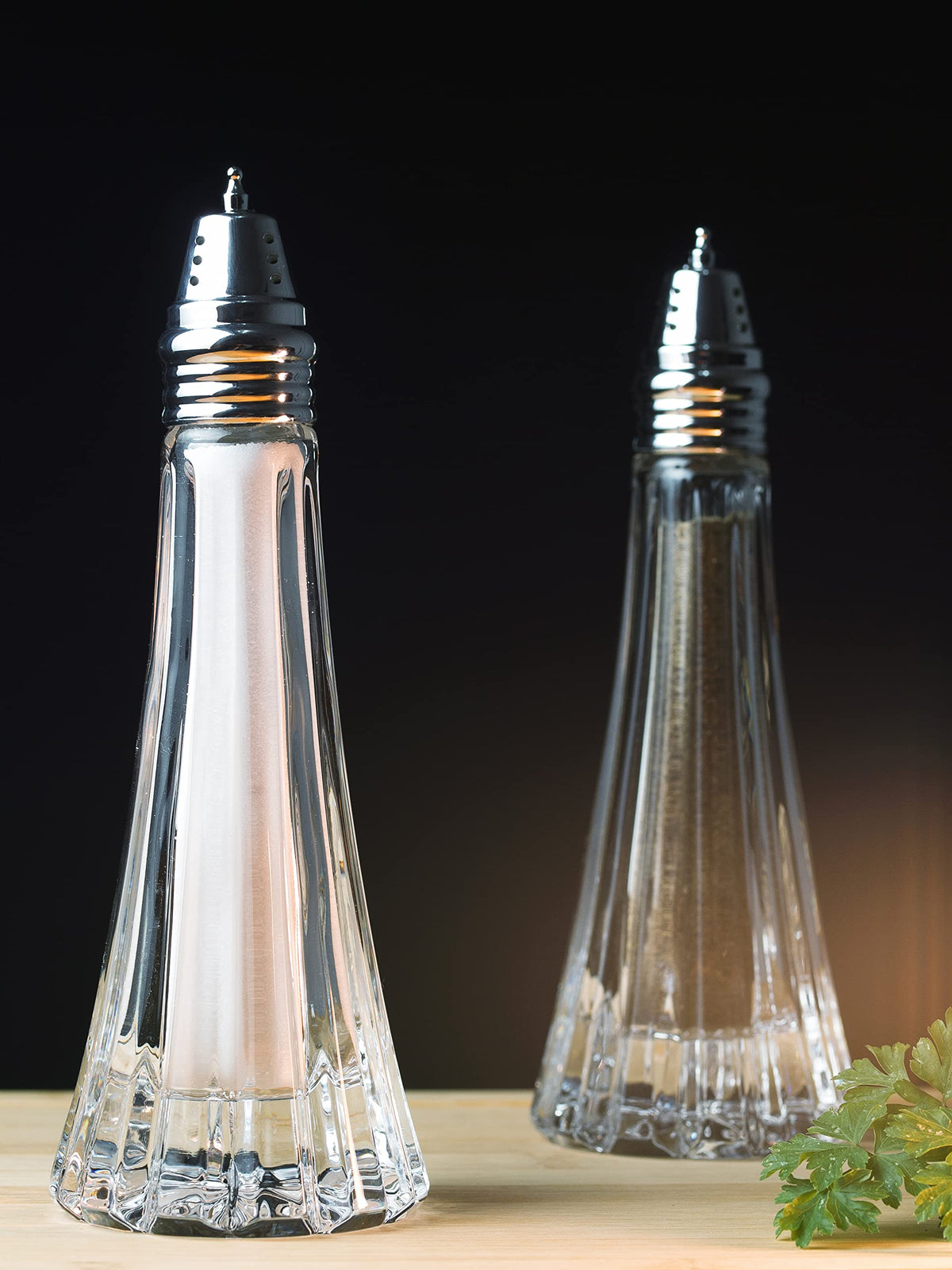 Salt and Pepper Shaker Set - Spice Dispenser Set - Cut Crystal - Large Beautiful Shakers - 7.5" H - Made in Europe - by Barski